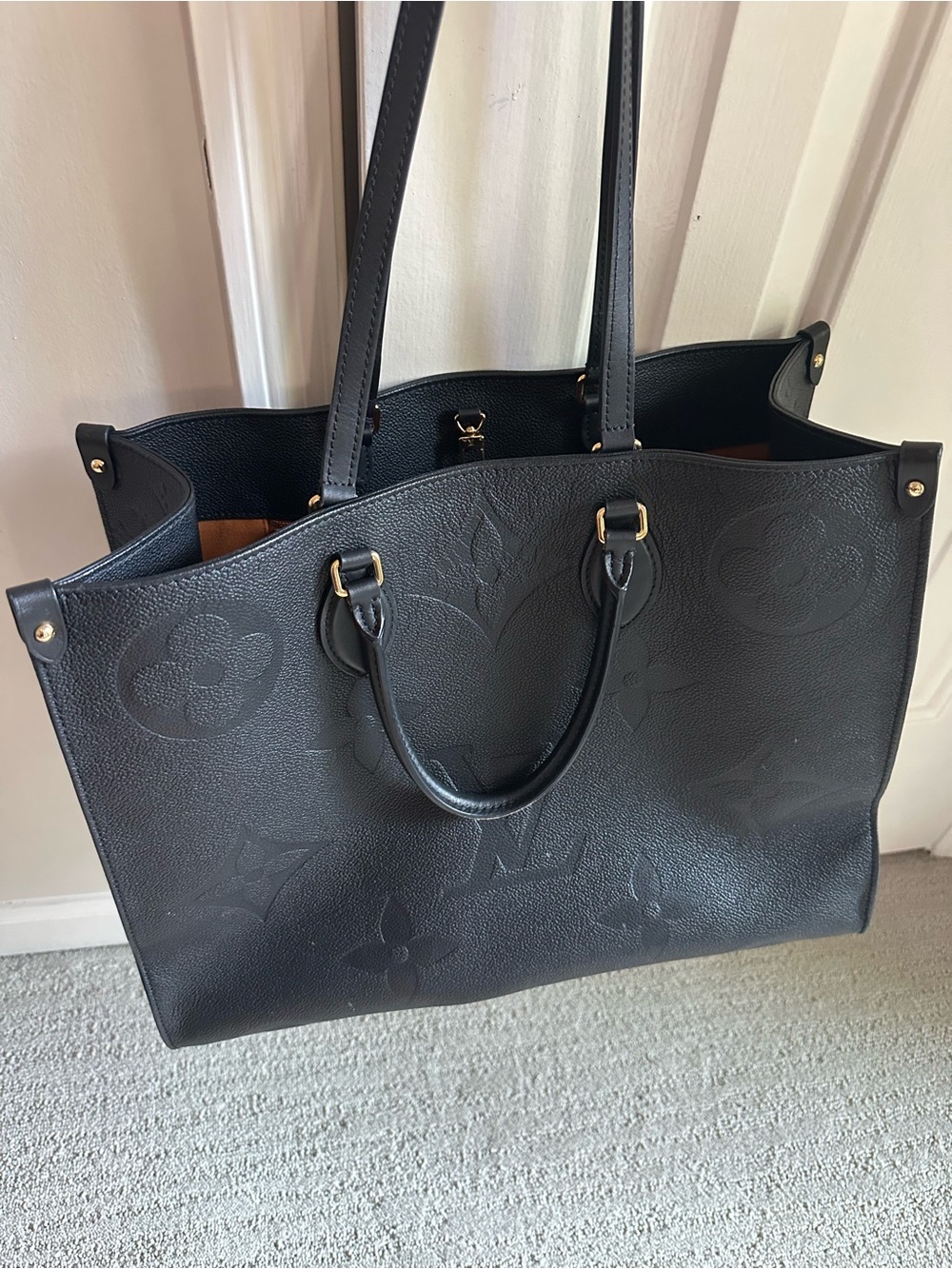 Louis Vuitton Black Embossed Monogram Tote - Picture 3 of 11